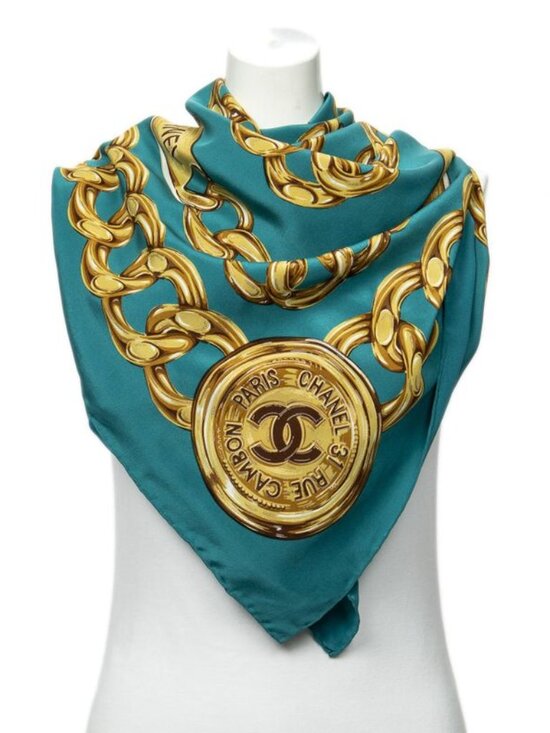 Chanel Accessories - Chanel Shortie 100% Gold Silk Scarf
